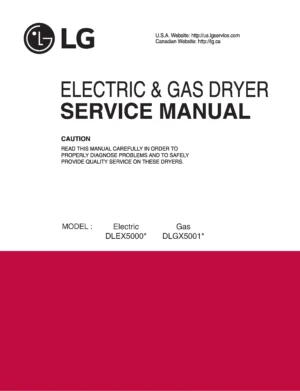 Lg dlgx5001v dlgx5001w service manual cover for dryer