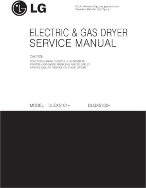 Lg dlgx5102v dlgx5102w service manual cover for dryer