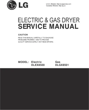 Lg dlgx8501v dlgx8501w service manual cover for dryer