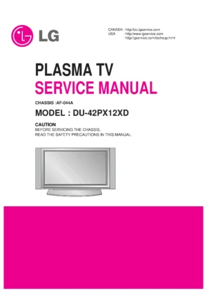 Lg du 42px12xd service manual cover with photo's of Beko dryers, model code and contents