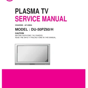 Lg du 50pz60 h service manual cover with photo's of Beko dryers, model code and contents