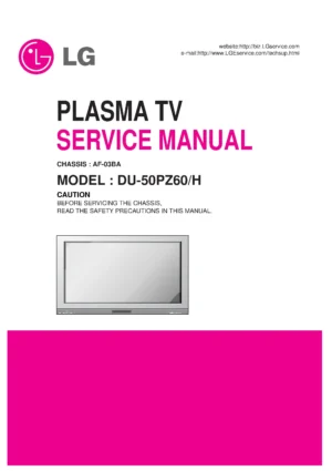 Lg du 50pz60 h service manual cover with photo's of Beko dryers, model code and contents