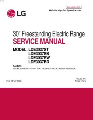 Lg lde3037st lde3037sb lde3037sw lde3037bd service manual cover freestanding range