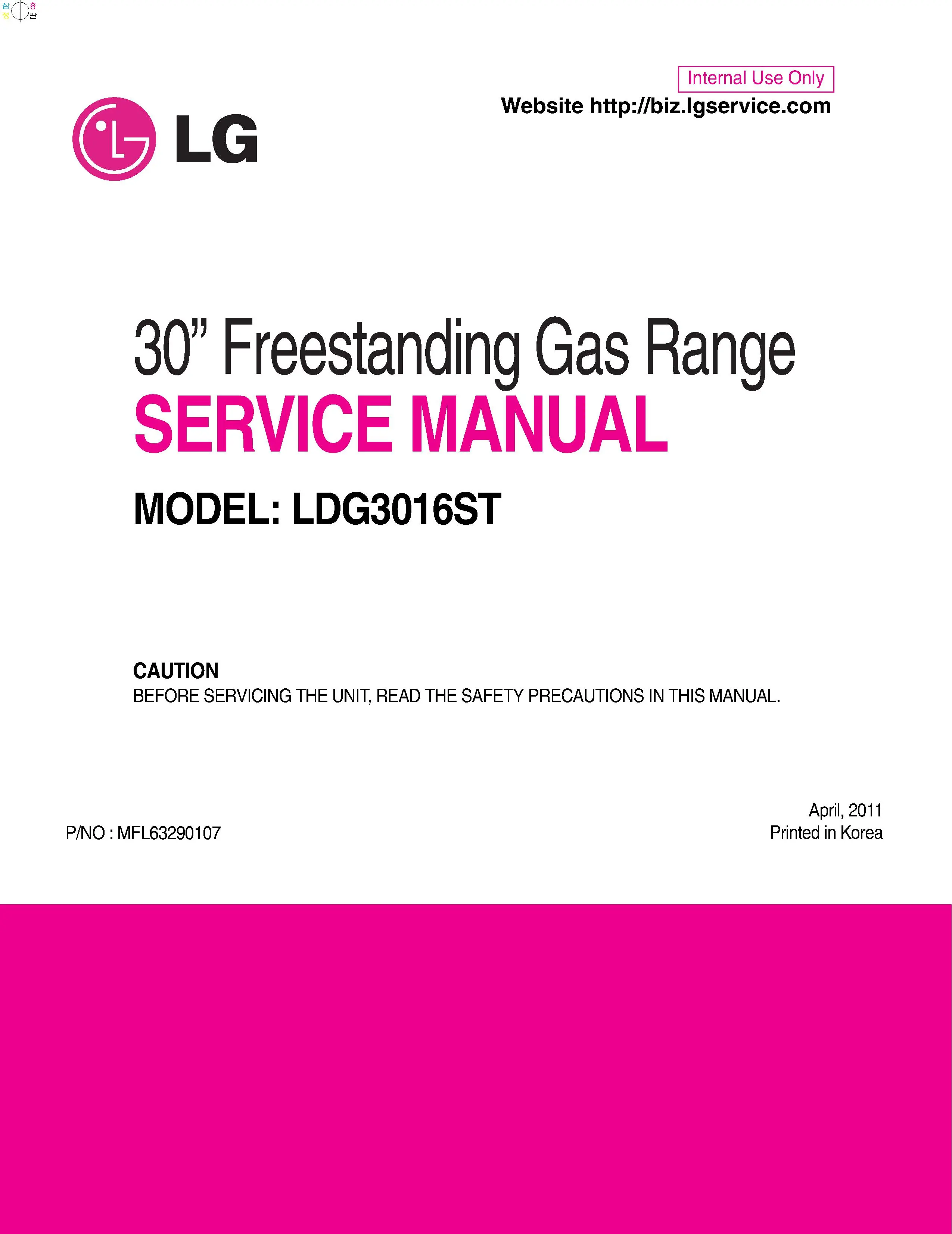 Lg ldg3016st service manual cover freestanding range