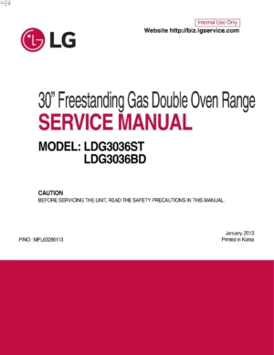 Lg ldg3036st ldg3036bd service manual cover freestanding range