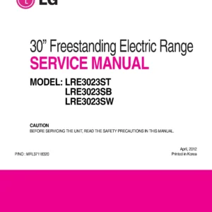 Lg lre3023st lre3023sb lre3023sw service manual cover freestanding range