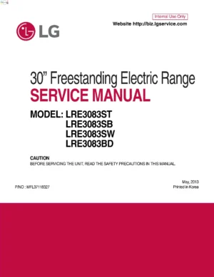 Lg lre3083bd lre3083st lre3083sb lre3083sw service manual cover freestanding range