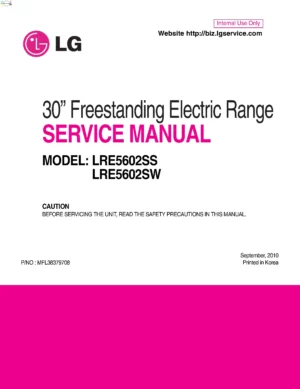 Lg lre5602ss lre5602sw service manual cover freestanding range