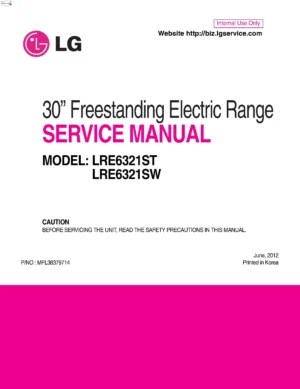 Lg lre6321st lre6321sw service manual cover freestanding range