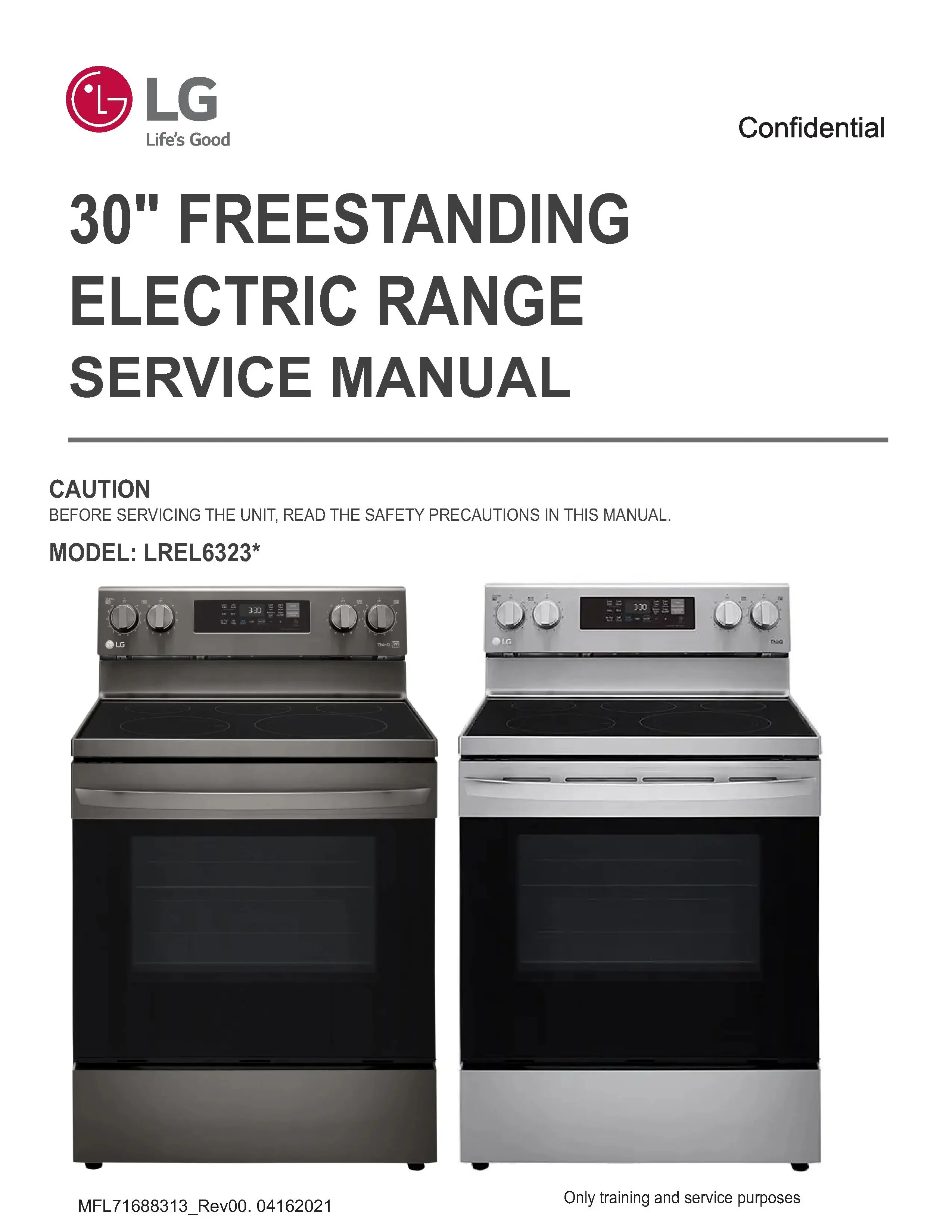 Lg lrel6323d lrel6323s service manual cover freestanding range