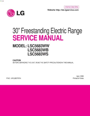 Lg lsc5683ws service manual cover freestanding range