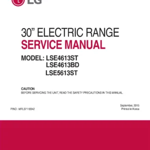 Lg lse4613st lse4613bd lse5613st service manual cover freestanding range