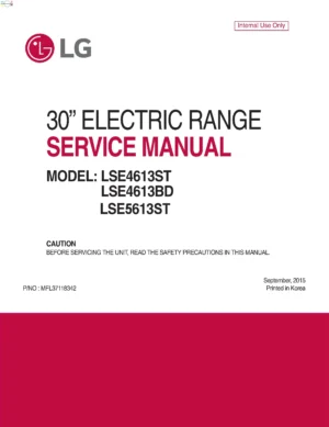 Lg lse4613st lse4613bd lse5613st service manual cover freestanding range
