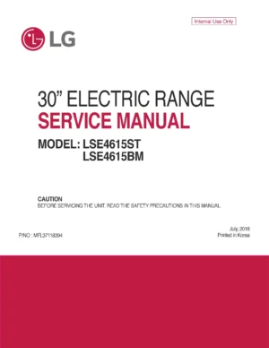 Lg lse4615st lse4615bm service manual cover freestanding range