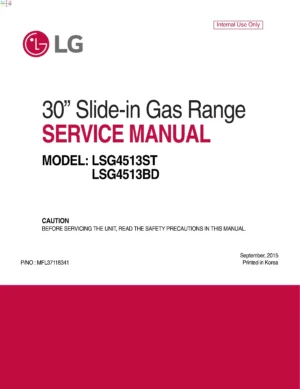 Lg lsg4513st lsg4513bd service manual cover freestanding range