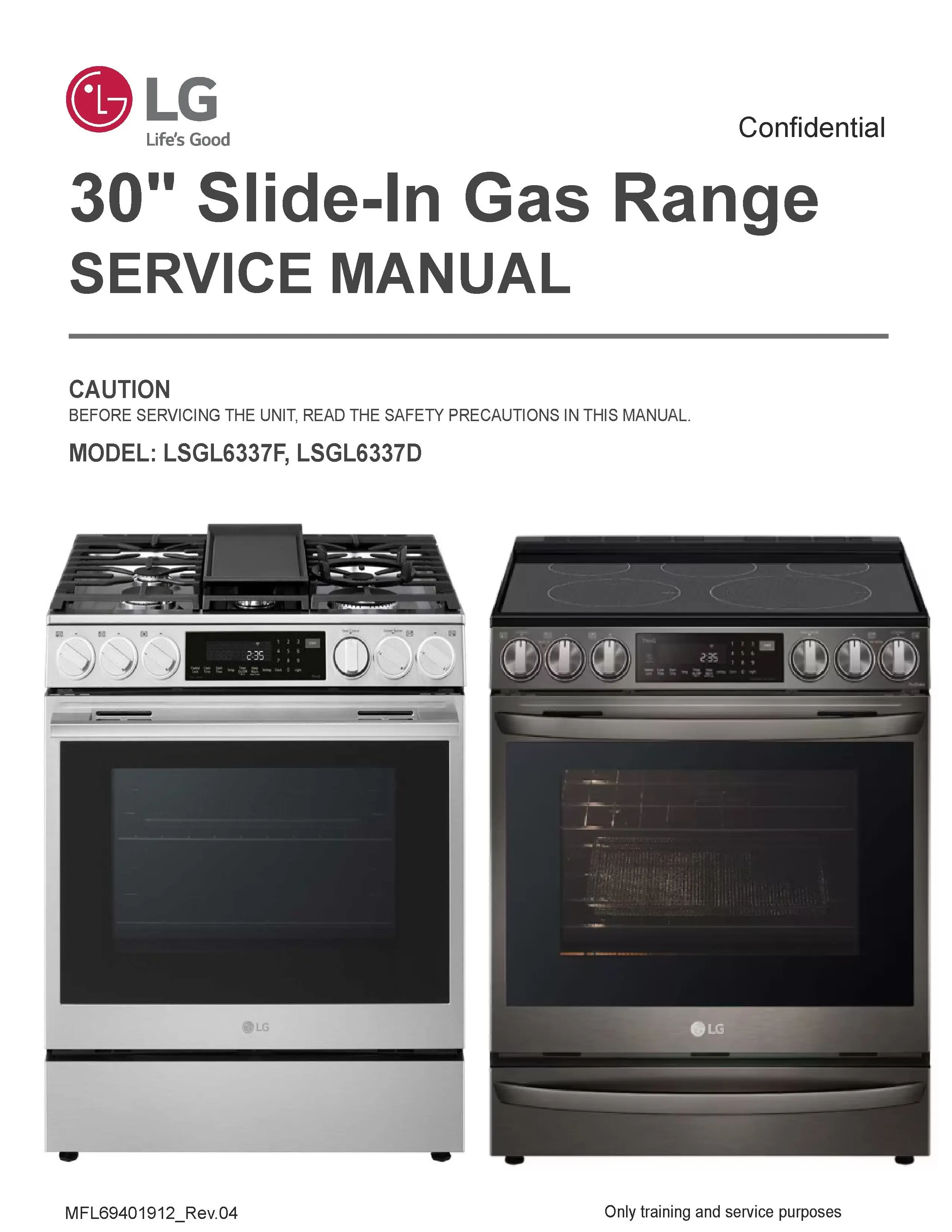 Lg lsgl6337f lsgl6337d service manual cover freestanding range