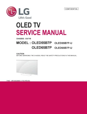 Lg oled55b7p service manual cover with photo's of Beko dryers, model code and contents