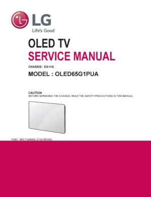 Lg oled65g1pua service manual cover with photo's of Beko dryers, model code and contents
