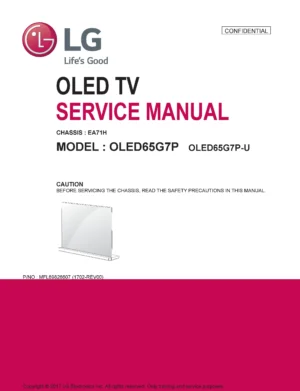 Lg oled65g7p service manual cover with photo's of Beko dryers, model code and contents