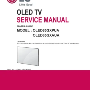 Lg oled65gxpua oled65gxaua service manual cover with photo's of Beko dryers, model code and contents