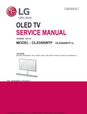 Lg oled65w7p service manual cover with photo's of Beko dryers, model code and contents