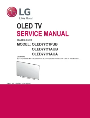 Lg oled77c1pub oled77c1aub oled77c1aua service manual cover with photo's of Beko dryers, model code and contents