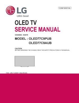 Lg oled77c9aub oled77c9pub service manual cover with photo's of Beko dryers, model code and contents