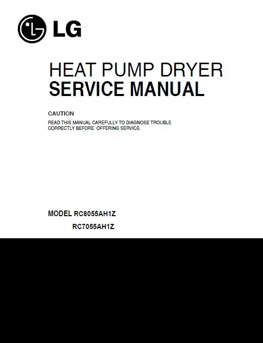 Lg rc8055ah1z rc7055ah1z service manual cover for dryer