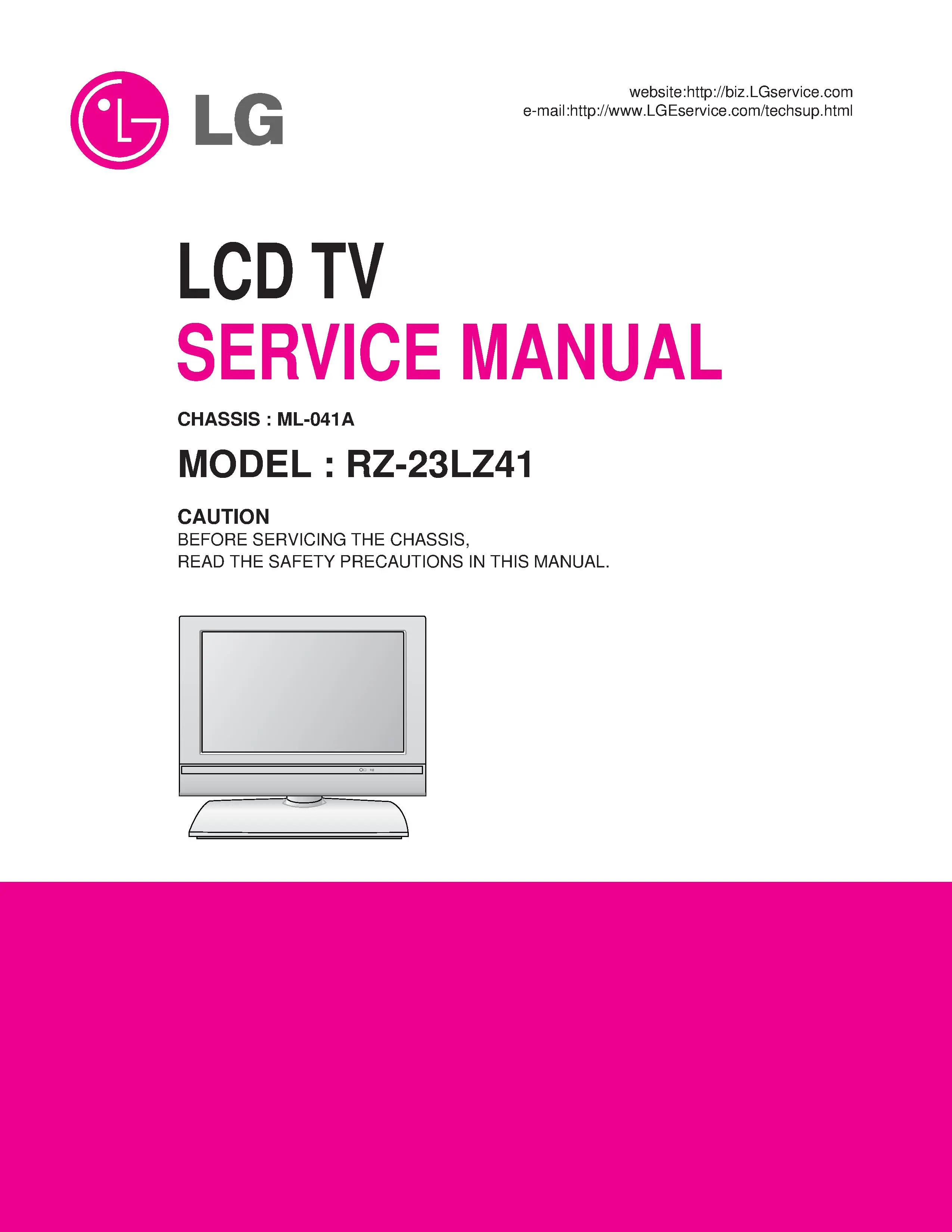 Lg rz 23lz41 service manual cover with photo's of Beko dryers, model code and contents