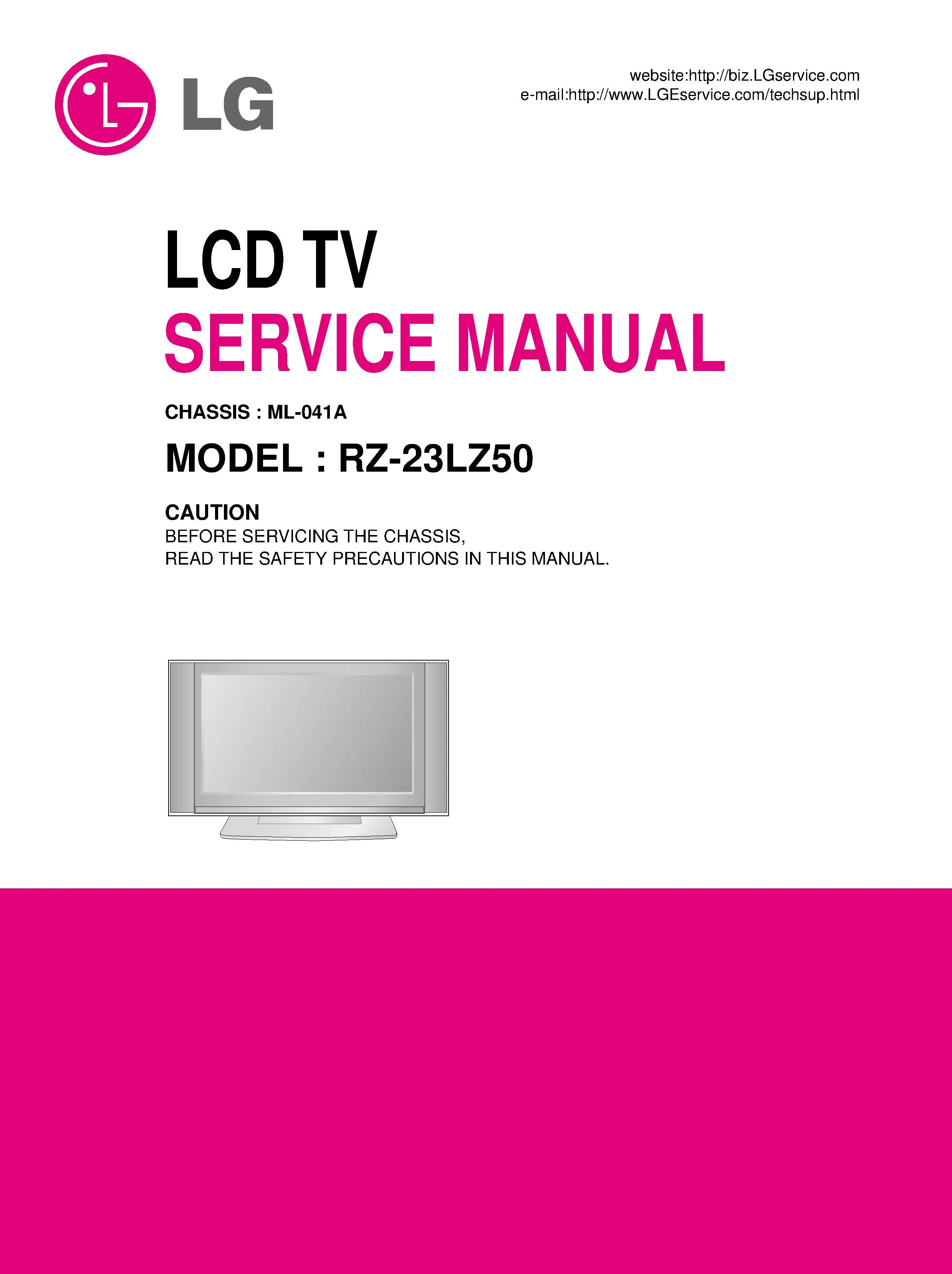 Lg rz 23lz50 service manual cover with photo's of Beko dryers, model code and contents