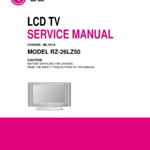 Lg rz 26lz50 service manual cover with photo's of Beko dryers, model code and contents