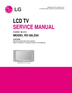 Lg rz 26lz50 service manual cover with photo's of Beko dryers, model code and contents