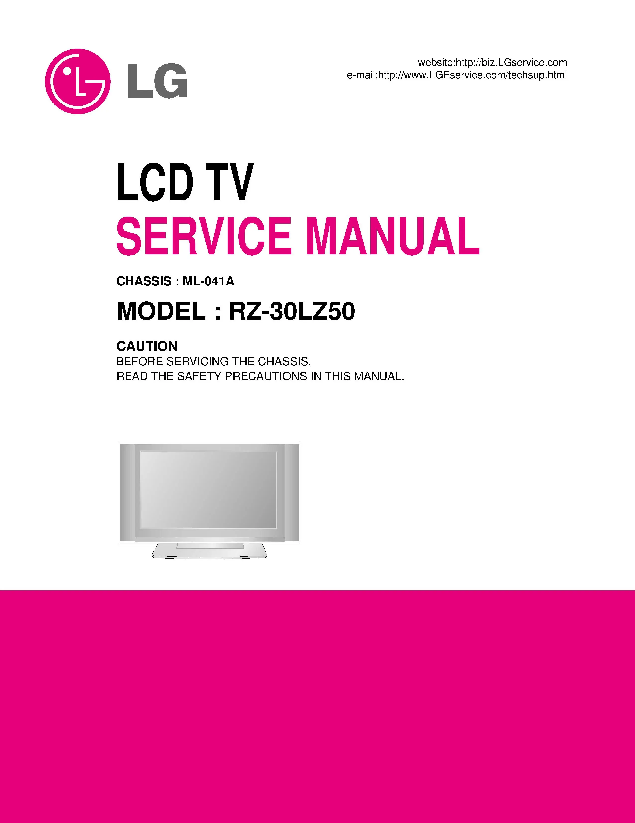 Lg rz 30lz50 service manual cover with photo's of Beko dryers, model code and contents