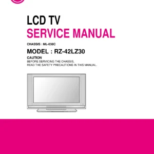 Lg rz 42lz30 service manual cover with photo's of Beko dryers, model code and contents