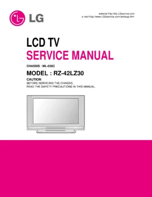 Lg rz 42lz30 service manual cover with photo's of Beko dryers, model code and contents