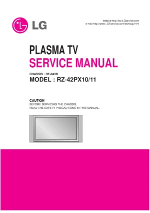 Lg rz 42px10 42px11 service manual cover with photo's of Beko dryers, model code and contents