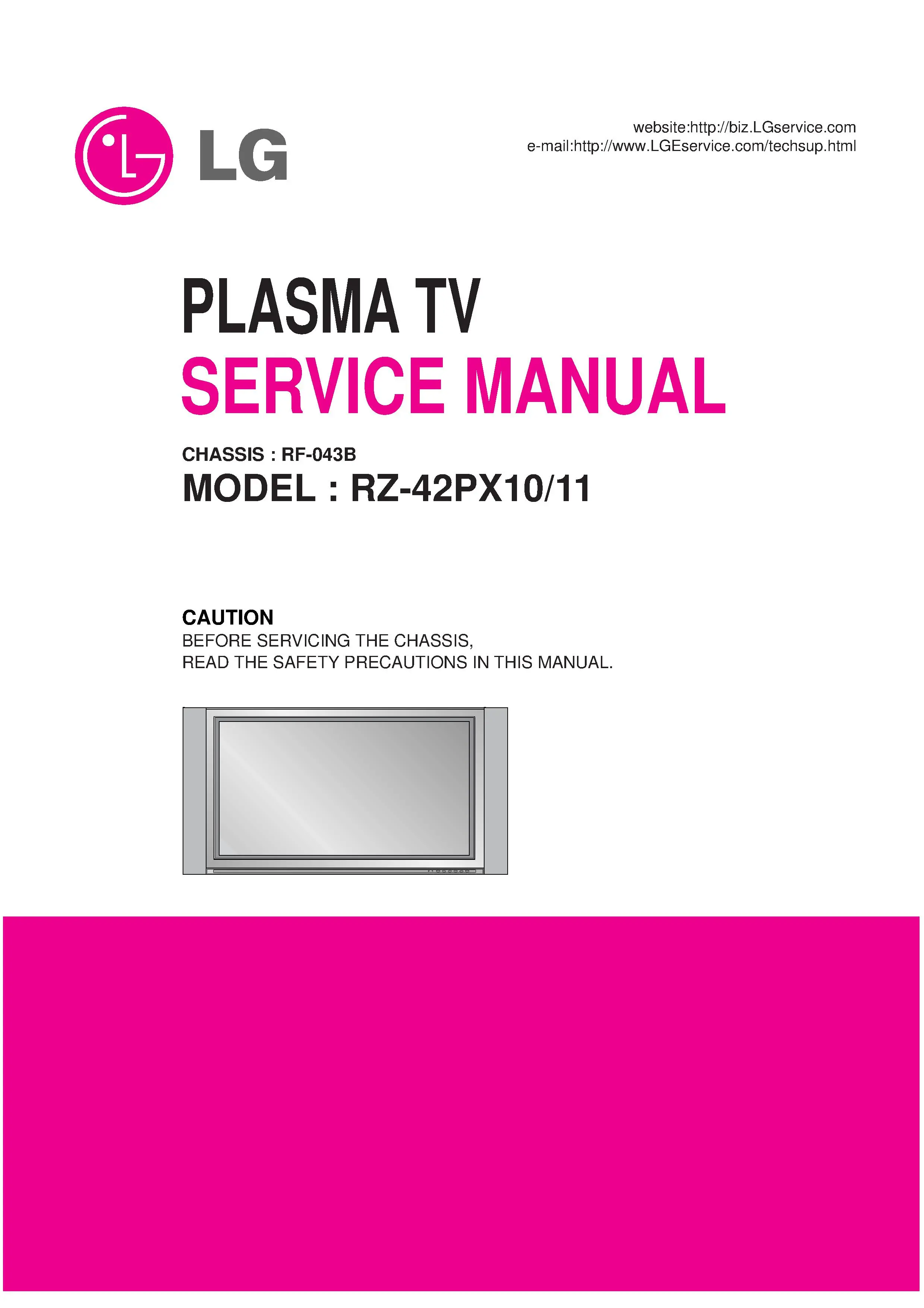 Lg rz 42px10 42px11 service manual cover with photo's of Beko dryers, model code and contents