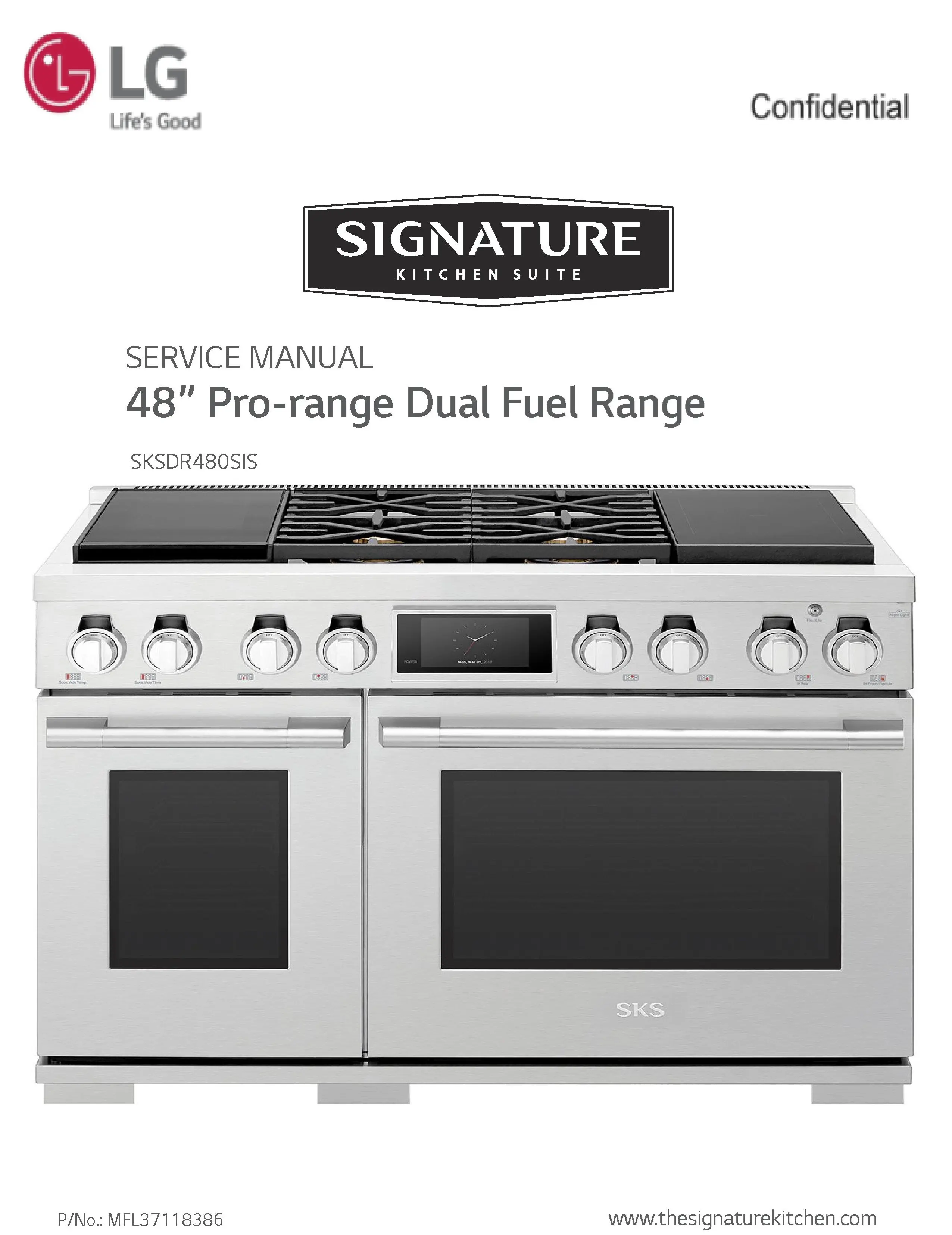 Lg sksdr480sis signature service manual cover freestanding range
