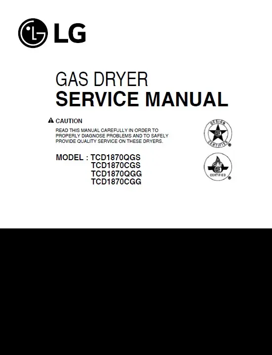 Lg tcd1870cgs tcd1870qgs service manual cover freestanding range