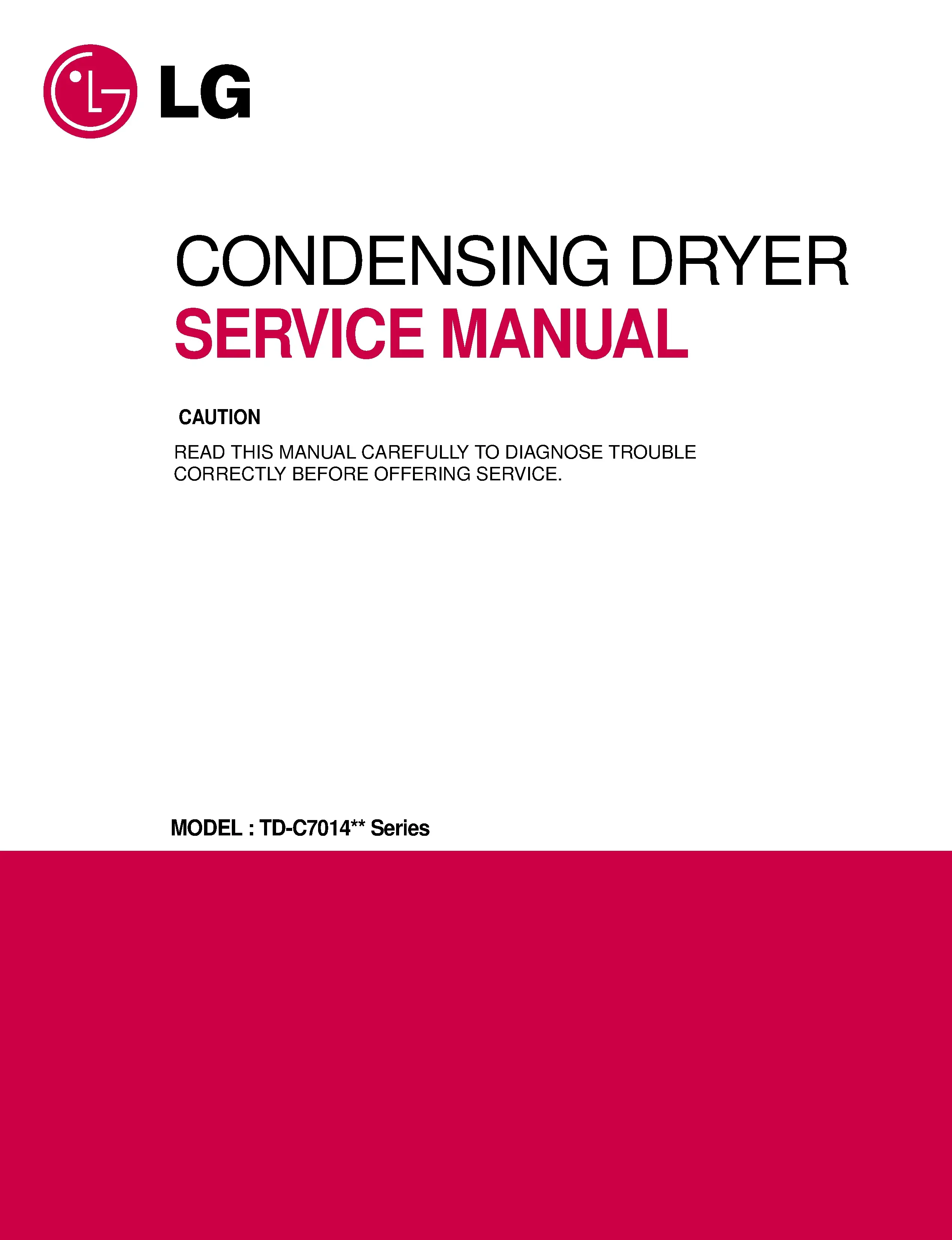 Lg td c70140e service manual cover for dryer