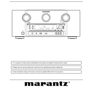 Marantz av7702mk2 service manual cover with a photograph of this device, model type and code, manual contents and modification notice.
