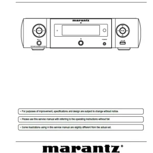Marantz melody mcr510 m cr510 service manual cover with a photograph of this device, model type and code, manual contents and modification notice.