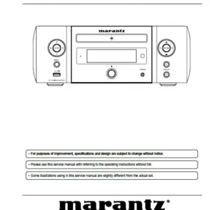 Marantz melody mcr610 m cr610 service manual cover with a photograph of this device, model type and code, manual contents and modification notice.