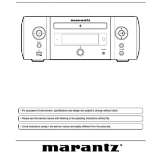 Marantz melody mcr611 m cr611 service manual cover with a photograph of this device, model type and code, manual contents and modification notice.