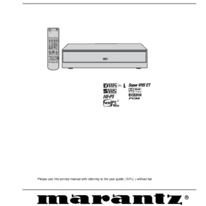 Marantz mv8300 service manual cover with a photograph of this device, model type and code, manual contents and modification notice.
