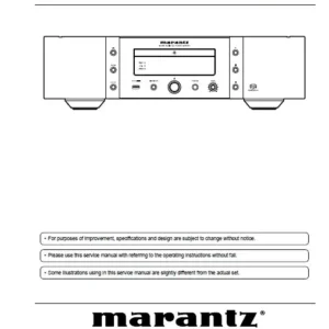 Marantz sa 14s1 service manual cover with a photograph of this device, model type and code, manual contents and modification notice.