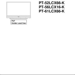 Panasonic pt 52lcx66 k pt 56lcx16 k pt 61lcx66 k service manual cover with photo of the television, TV type, chassis code, model code, creation date and document number