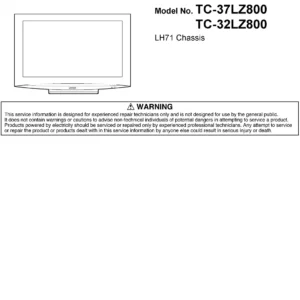 Panasonic tc 37lz800 32lz800 service manual cover with photo of the television, TV type, chassis code, model code, creation date and document number