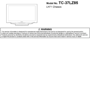 Panasonic tc 37lz85 service manual cover with photo of the television, TV type, chassis code, model code, creation date and document number