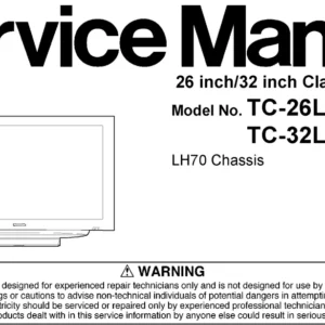 Panasonic tx 32lx85 26lx85 service manual cover with photo of the television, TV type, chassis code, model code, creation date and document number